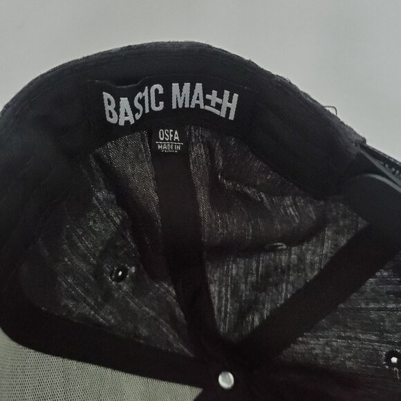 Newer BASIC MATH Snap Back Hat Sport Baseball Cap Black White Green Embroidered - Picture 7 of 8